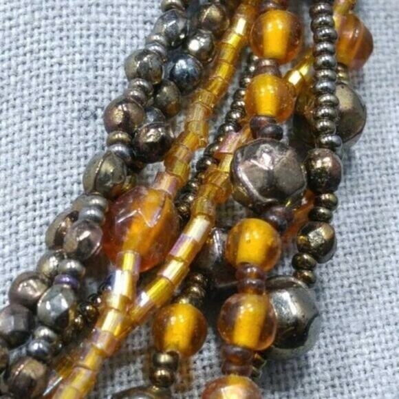 Chico's Seed Bead Multi Strand Pendant Necklace, Autumn Tones, 8 Strands, 20 In - Picture 5 of 12